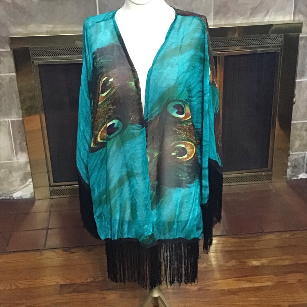 India Boutique Peacock Print Wrap